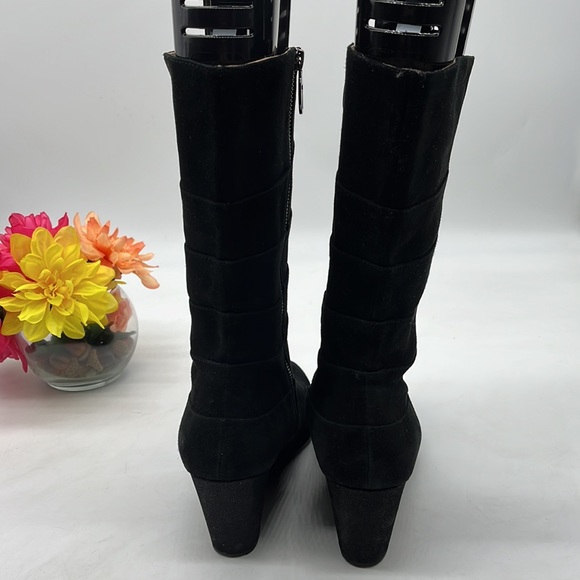 Taryn Rose Black Shin High Suede Wedge Boot Size 10. TB2694 - Picture 4 of 7
